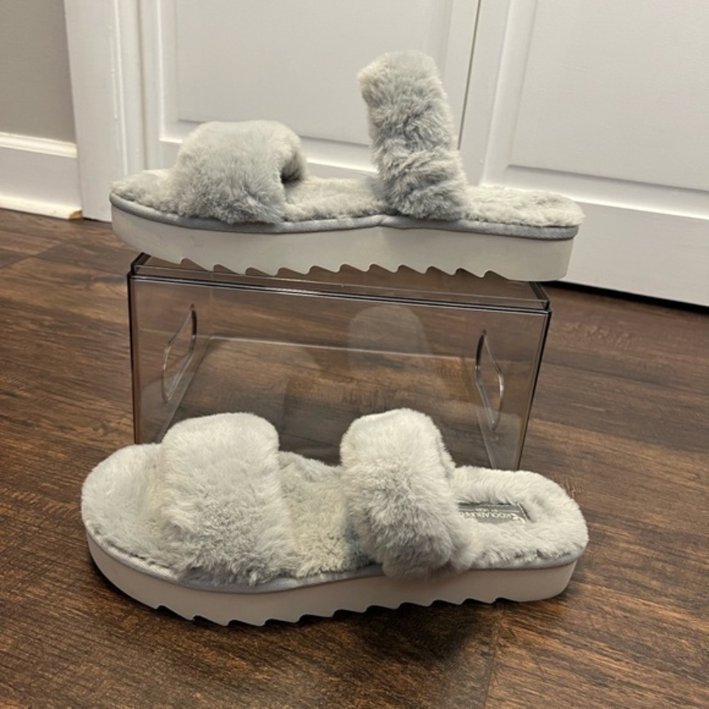 Kookaburra By Ugg Women’s Fuzzy Slide Lug Sole Slippers Size 11 Color Gray